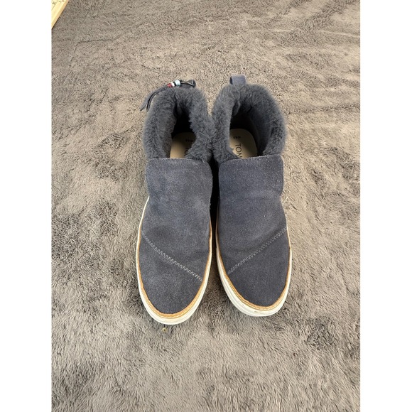 TOMS Womens Grey Suede Faux Fur Lined Slip On Mid Top Sneaker Boots Size 6.5 - Picture 7 of 7
